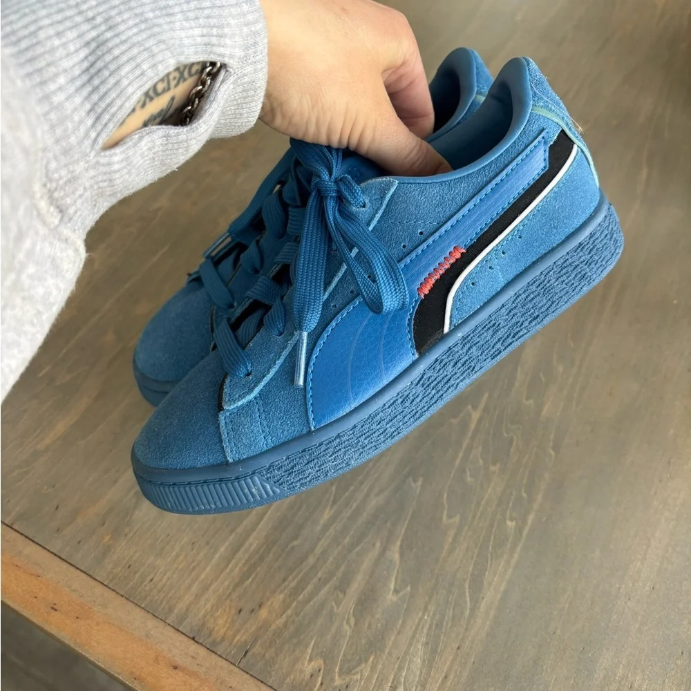 Puma Suede 'Displaced' in the Vallarta Blue colorway.